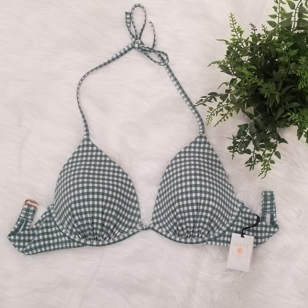 NWT Shade & Shore Gingham Bikini Top (Size 34DD) - Picture 3 of 10